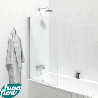 FugaFlow Efficiente Vetro Badwand - 1 delig draaibaar - 80x150cm - 6mm veiligheidsglas - anti kalk - chroom