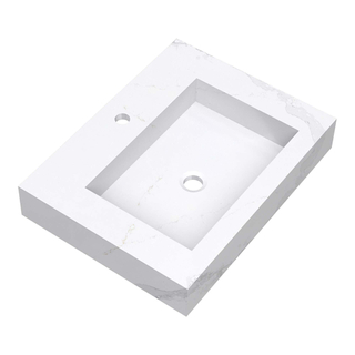 BRAUER Artificial Marble Lavabo pour meuble 59.6x45.7x10.5cm sans trop-plein 1 vasque Centre 1 trou de robinet Composite Calacatta Gold