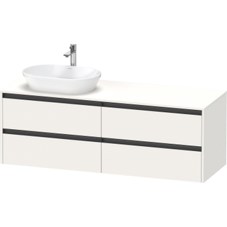Duravit ketho 2 meuble sous lavabo avec plaque console avec 4 tiroirs pour lavabo à gauche 160x55x56.8cm avec poignées blanc anthracite super mat