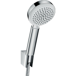 Hansgrohe Crometta 100 Porter S Robinet de bain avec Crometta 100 Vario douchette à main avec support mural et flexible de douche MetaflexC 125cm blanc/chrome