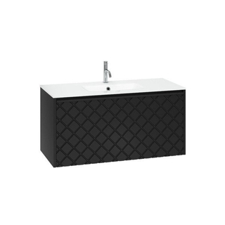 Crosswater Vergo ensemble de meubles de salle de bain - 99.8x47.6x45.5cm - 1 lavabo verre - blanc 1 trou pour robinet - 1 tiroir - noir mat
