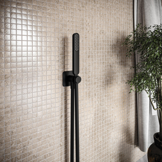 Hotbath Gal Handdouche met wandsteun en uitlaat en doucheslang 150 cm Mat zwart