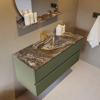 Mondiaz VICA-DLUX Ensemble de meuble de salle de bain - 110cm - meuble sous-vasque armée - 2 tiroirs - lavabo encastré nuage milieu - 1 trou de robinet - version haute 60cm - lave