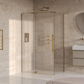 BRAUER Stellar Douchecabine - 120x80x200cm - draaideur - glascoating - omkeerbaar - helder glas - geborsteld goud PVD