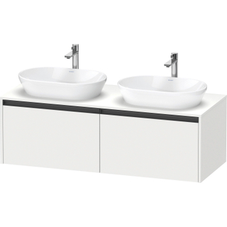 Duravit ketho 2 meuble sous lavabo avec plaque console et 2 tiroirs pour double lavabo 140x55x45.9cm avec poignées blanc anthracite mat