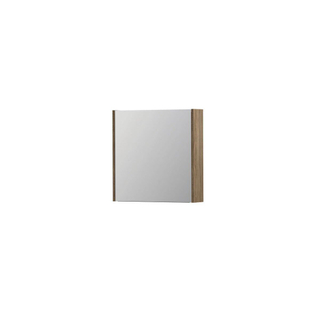 INK SPK1 Spiegelkast - 60x14x60cm - 1 deur - dubbelzijdige Spiegel - schakelaar en stopcontact - MFC Zuiver eiken
