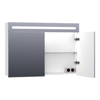 BRAUER 2.0 Spiegelkast - 100x70x15cm - verlichting geintegreerd - 2 links- en rechtsdraaiende spiegeldeuren - MDF - mat wit