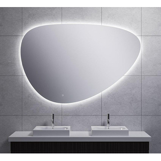 Wiesbaden Uovo Spiegel asymetrisch 150cm met spiegelverwarming met LED verlichting rondom dimbaar