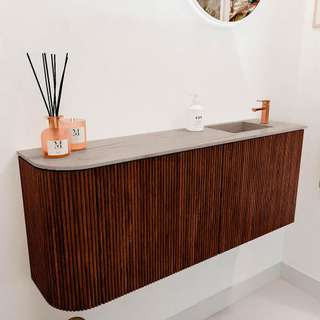 Mondiaz JOYA-DLUX 101.6cm toiletmeubel - ronding links kleur Ruby - Wastafel FAYE positie Rechts 1 kraangat kleur Saba.