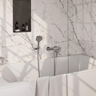 Robinet de baignoire Brauer Chrome - ensemble de douche - douchette ronde 3 positions - bouton carving - chrome