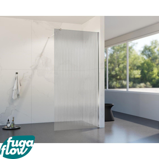 FugaFlow Eccelente Vetro inloopdouche badkamer - 40x200cm - ribbelglas - wandarm - chroom