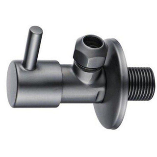Fortifura Calvi Hoekstopkraan - haaks - 1/2" wandaansluiting - 3/8" / 10mm knel aansluiting slang - geborsteld Geborsteld Gunmetal PVD