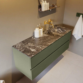 Mondiaz VICA-DLUX ensemble de meuble de salle de bain - 130cm - meuble sous-vasque armée - 2 tiroirs - lavabo encastré nuage droite - sans trous de robinet - version haute de 60cm - lave