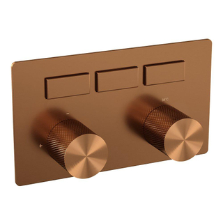 Brauer Copper Carving thermostat encastré 3 fonctions boutons-poussoirs in/out cuivre pvd brossé