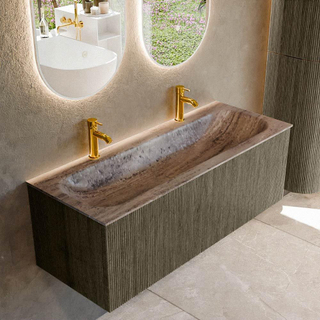 MONDIAZ KURVE-DLUX 120cm badmeubel kleur Shadow met 1 lade en 0 deuren. Wastafel BIG LARGE Midden 2 kraangaten Oza.