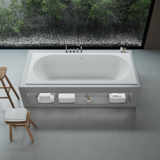 Ideavit SolidCozy inbouw bad - 180x80x54cm - solid surface - overloopgat - inclusief pop up afvoer - wit mat