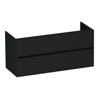 BRAUER Adore wastafelonderkast - 120x46x55cm - 2 softclose lades - greeploos - 2 sifon uitsparingen - mat zwart