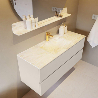 Mondiaz VICA-DLUX Ensemble de meuble de salle de bain - 120cm - meuble sous-vasque lin - 2 tiroirs - lavabo encastrée nuage milieu - 1 trou de robinet - version haute de 60cm - ostra