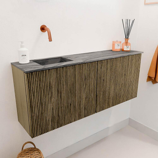 Mondiaz JOYA-DLUX 100cm toiletmeubel - kleur Dusk - Wastafel FAYE positie Links Zonder kraangat kleur Sombra.