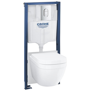 Grohe Rapid SL 5 in 1 inbouwreservoir - 113cm - Bau ceramic wandcloset - inclusief toiletzitting - chroom bedieningsplaat