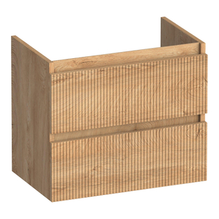 BRAUER Joy Wavy wastafelonderkast ondiep 60 2 softclose lades - greeploos - 1 sifon uitsparing - Forest Tan