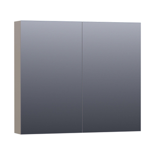 Saniclass Dual Spiegelkast - 80x70x15cm - 2 links- rechtsdraaiende spiegeldeur - MDF - mat taupe