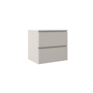 Saniclass Prime Blend Meuble sous lavabo - 60x55x45.9cm - 2 tiroirs - poignée intégrée - MDF - mat cotton (beige)