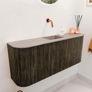 Mondiaz JOYA-DLUX 103.2cm toiletmeubel - ronding links en rechts kleur Shadow - Wastafel FAYE positie Midden Zonder kraangat kleur Saba.