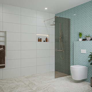 FugaFlow Eccelente Vetro inloopdouche badkamer - 70x200cm - rookglas - wandarm - geborsteld RVS