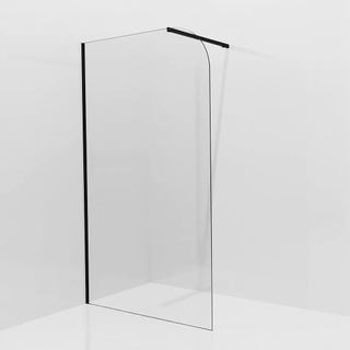 Aqua Vista Inloopdouche - 90x200cm - afgeronde glaswand - helder glas - wandarm - mat zwart
