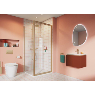 Crosswater Clear 6 Zijwand - 76x195cm - 6mm - helder veiligheidsglas - messing geborsteld