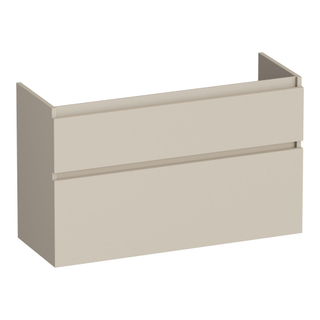 BRAUER Delight wastafelonderkast ondiep - 100x39x60cm - 2 softclose lades - greeploos - 1 sifon uitsparing - mat beige