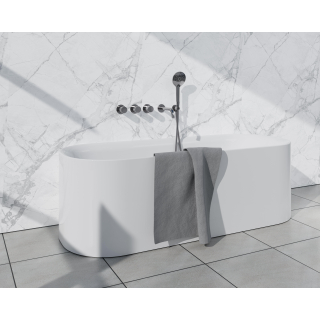 Fortifura Nebbio Ensemble combiné baignoire - mitigeur thermostatique - coude mural avec support de douchette - flexible de douche métallique - douchette ronde - bec - chrome