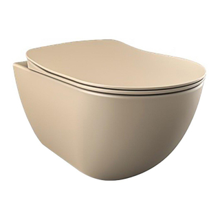 Creavit Toilette suspendu - 35.3x51cm - Robinet de bidet - sans bride d'évacuation - avec abattant wc - mat cappuccino