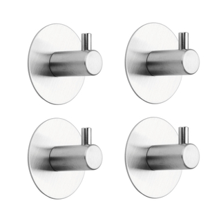 Tiger Rhino Hakenset - rond - 4 stuks - zelfklevend - RVS geborsteld