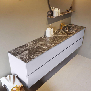 Mondiaz VICA-DLUX ensemble de meuble de salle de bain - 200cm - meuble sous-vasque cale - 4 tiroirs - lavabo encastré cloud droite - 1 trou de robinet - version haute de 60cm - lave