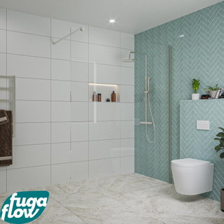 FugaFlow Eccelente Vetro inloopdouche badkamer - 160x200cm - helder glas - wandarm - geborsteld RVS