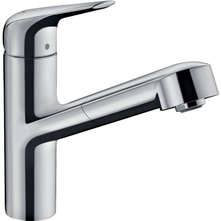 Hansgrohe M42 M427-H150 Mitigeur de cuisine 1 trou avec douchette extractible et bec pivotant à 120° chrome