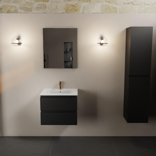 Mondiaz AIVY Ensemble de meuble - 60x45x50cm - 1 trou de robinet - 1 vasque Talc céramique - Centre - 2 tiroirs - avec miroir - MDF Urban