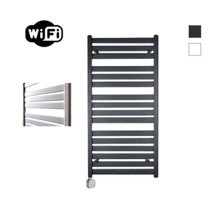 Sanicare HPW - Moda Elektrische Radiator - 120x60cm - 876W - wifi - thermostaat - zilver - linksonder - mat zwart