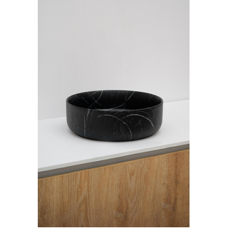 Riho Marmic Round Vasque à poser 34.69x34.6x11.4cm céramique rond marbre noir mat
