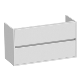 BRAUER Adore meuble sous lavabo peu profond - 100x39x55cm - 2 tiroirs à fermeture douce - sans poignée - 1 découpe pour le siphon - brillant blanc