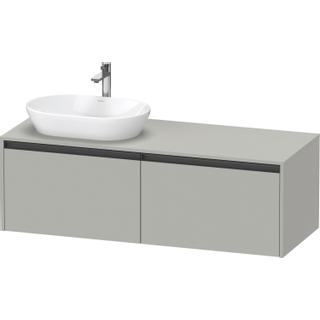 Duravit ketho 2 meuble sous lavabo avec plaque console et 2 tiroirs pour lavabo à gauche 140x55x45.9cm avec poignées anthracite béton gris mat