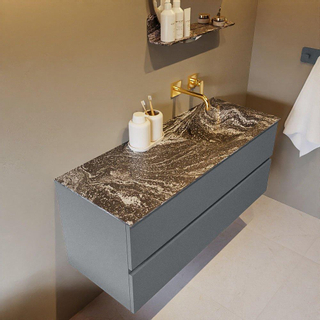 Mondiaz VICA-DLUX ensemble de meuble de salle de bain - 120cm - meuble sous-vasque plata - 2 tiroirs - lavabo encastrée cloud droite - sans trous de robinet - version haute de 60cm - lave