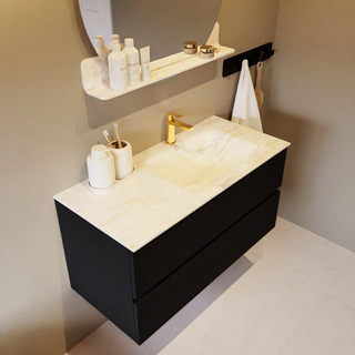 Mondiaz VICA-DLUX Ensemble de meuble de salle de bain - 100cm - meuble sous-vasque urban - 2 tiroirs - lavabo encastré cloud droite - 1 trou de robinet - version haute de 60cm - ostra