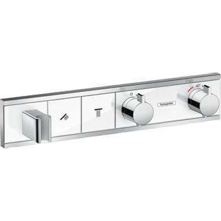 Hansgrohe RainSelect Ensemble de finition pour mitigeur thermostatique encastré de douche pour 2 fonctions avec support de douchette 45.6x90cm blanc/chrome