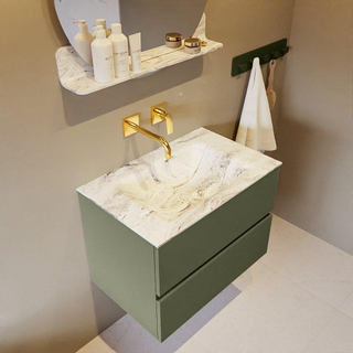 Mondiaz VICA-DLUX ensemble de meuble de salle de bain - 70cm - meuble sous-vasque armée - 2 tiroirs - lavabo encastré nuage milieu - sans trous de robinet - version haute de 60cm - glace