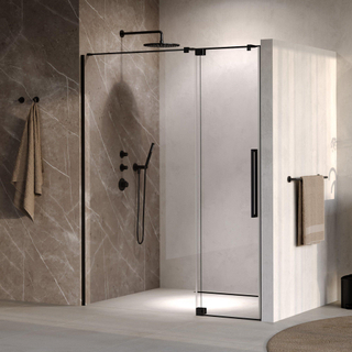 BRAUER Stellar Nisdeur - 2-delig - 140x200cm - draaideur - glascoating - omkeerbaar - helder glas - geborsteld gunmetal PVD