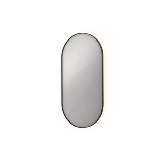 Ink spiegels miroir sp21 ovale dans un cadre en acier, y compris indir led. chauffage. couleur changeante. dimmable et interrupteur 120x60cm noir mat