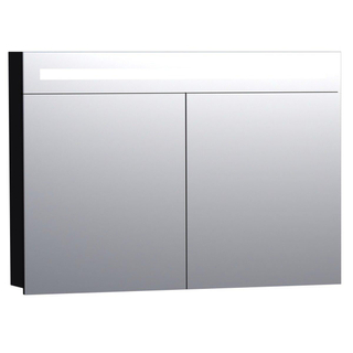 Saniclass 2.0 Spiegelkast - 100x70x15cm - verlichting geintegreerd - 2 links- en rechtsdraaiende spiegeldeuren - MDF - mat zwart